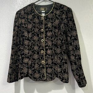 R & K Evenings vintage jacket, black with multicolored sparkle, size 16 Missy